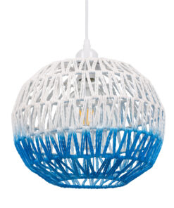 GLOBOSTAR® SANTOR 00728 Boho Κρεμαστό Φωτιστικό Οροφής με Ντουί 1 x E27 AC 220-240V IP20 - Λευκό & Μπλε - Μ30 x Π30 x Υ30cm