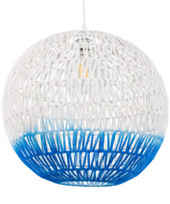 GLOBOSTAR® SANTOR 00729 Boho Κρεμαστό Φωτιστικό Οροφής με Ντουί 1 x E27 AC 220-240V IP20 - Λευκό & Μπλε - Μ50 x Π50 x Y50cm