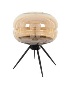 GLOBOSTAR® JAVAN 00737 Μοντέρνο Επιτραπέζιο Φωτιστικό Πορτατίφ με Ντουί 1 x E27 AC 220-240V IP20 - Μελί & Μαύρο - Μ30 x Π30 x Y19cm