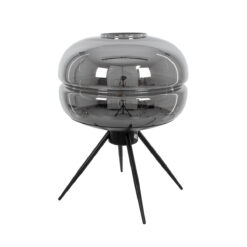 GLOBOSTAR® JAVAN 00738 Μοντέρνο Επιτραπέζιο Φωτιστικό Πορτατίφ με Ντουί 1 x E27 AC 220-240V IP20 - Μαύρο Φιμέ & Μαύρο - Μ30 x Π30 x Y19cm