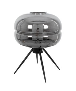 GLOBOSTAR® JAVAN 00738 Μοντέρνο Επιτραπέζιο Φωτιστικό Πορτατίφ με Ντουί 1 x E27 AC 220-240V IP20 - Μαύρο Φιμέ & Μαύρο - Μ30 x Π30 x Y19cm