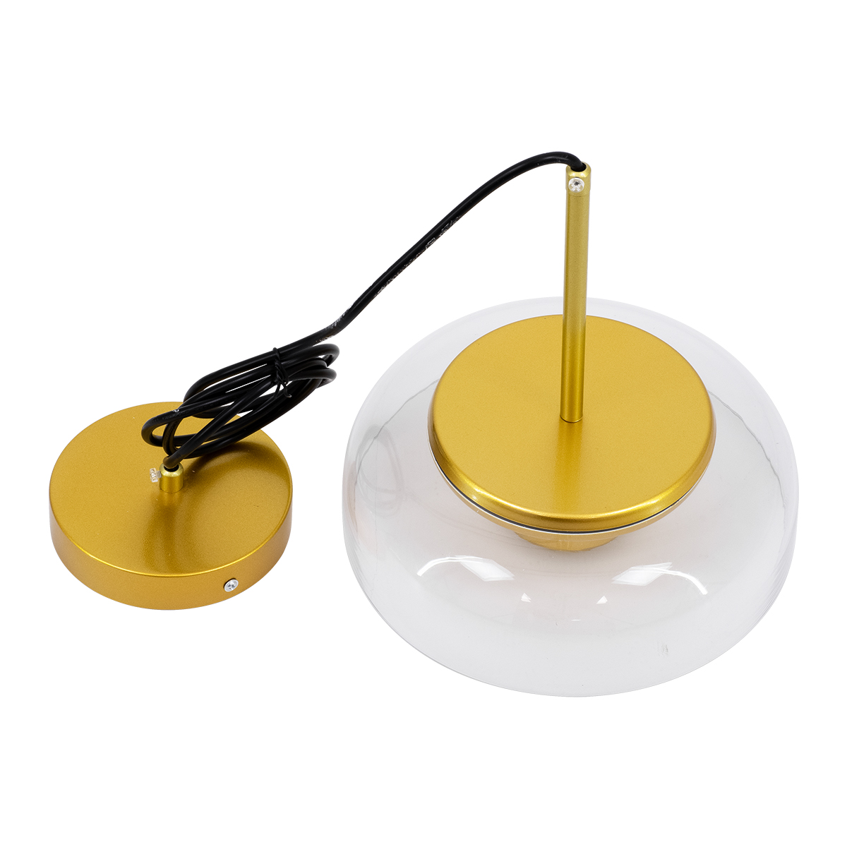 GLOBOSTAR® CHARLOTTE 00742 Μοντέρνο Κρεμαστό Φωτιστικό Οροφής LED 5W 500lm 180° AC 220-240V IP20 Θερμό Λευκό 2700K - Lumileds SMD Chip - Διάφανο & Χρυσό - Μ23 x Π23 x Υ23cm - 2 Χρόνια Εγγύηση - Image 11