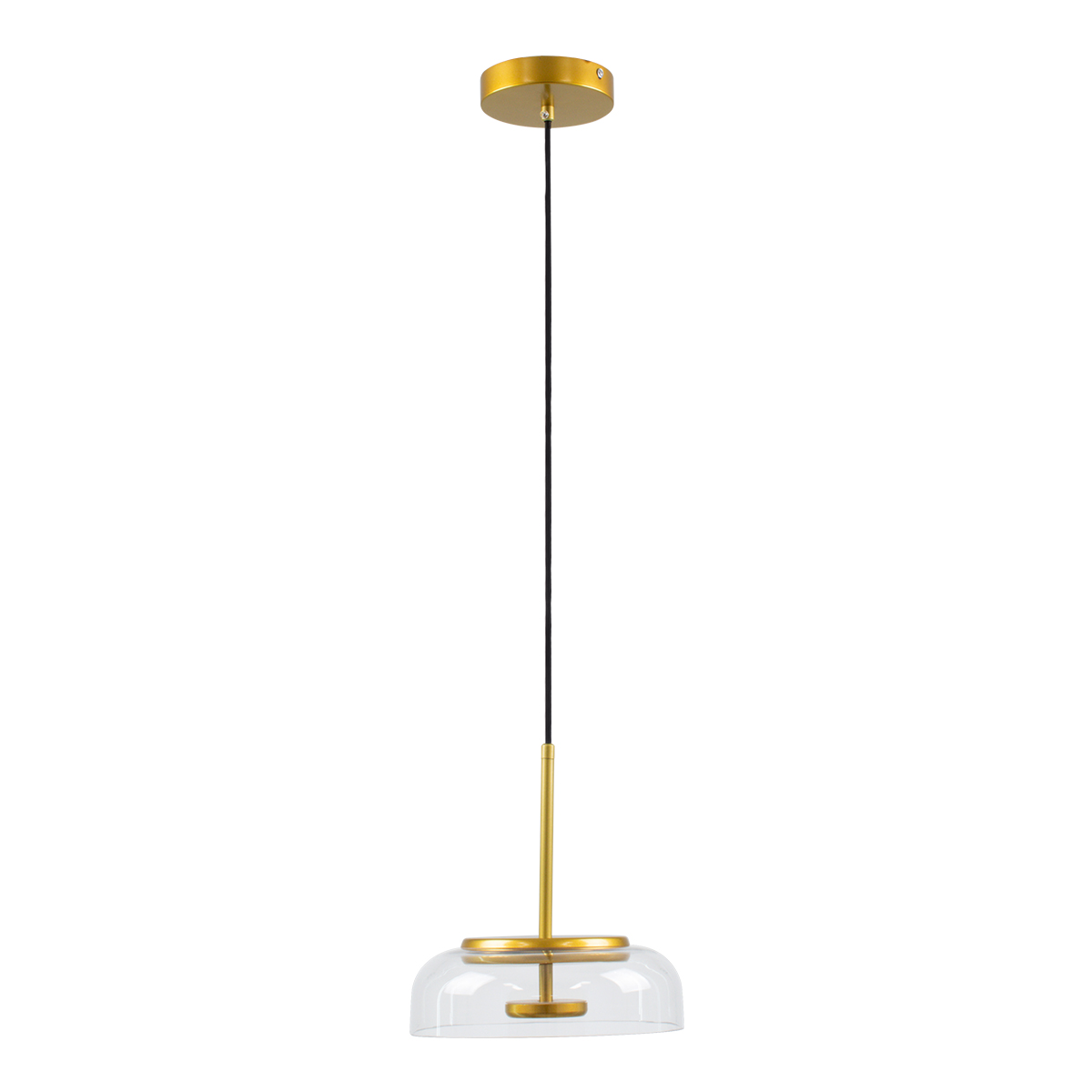 GLOBOSTAR® CHARLOTTE 00742 Μοντέρνο Κρεμαστό Φωτιστικό Οροφής LED 5W 500lm 180° AC 220-240V IP20 Θερμό Λευκό 2700K - Lumileds SMD Chip - Διάφανο & Χρυσό - Μ23 x Π23 x Υ23cm - 2 Χρόνια Εγγύηση - Image 4