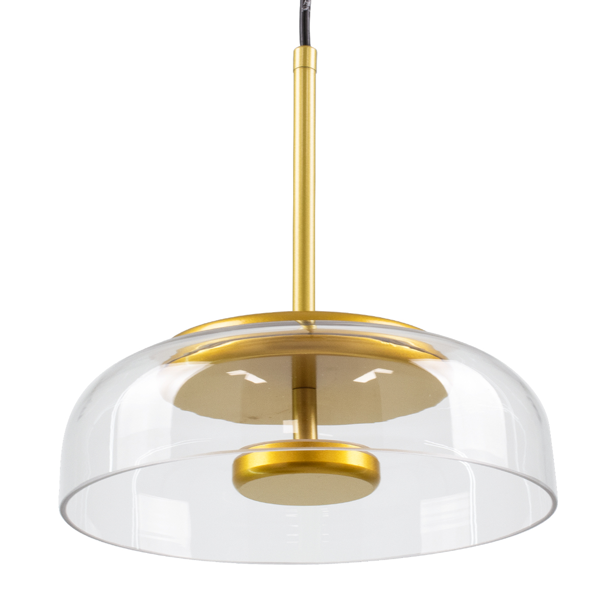 GLOBOSTAR® CHARLOTTE 00742 Μοντέρνο Κρεμαστό Φωτιστικό Οροφής LED 5W 500lm 180° AC 220-240V IP20 Θερμό Λευκό 2700K - Lumileds SMD Chip - Διάφανο & Χρυσό - Μ23 x Π23 x Υ23cm - 2 Χρόνια Εγγύηση - Image 6