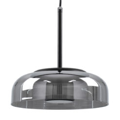 GLOBOSTAR® CHARLOTTE 00743 Μοντέρνο Κρεμαστό Φωτιστικό Οροφής LED 5W 500lm 180° AC 220-240V IP20 Θερμό Λευκό 2700K - Sanan SMD Chip - Μαύρο & Μαύρο Φιμέ - Μ23 x Π23 x Υ23cm - 2 Xρόνια Εγγύηση