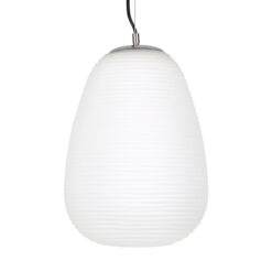 GLOBOSTAR® FREYA 00745 Μοντέρνο Κρεμαστό Φωτιστικό Οροφής με Ντουί 1 x E27 AC 220-240V IP20 - Λευκό & Ασημί - Μ24 x Π24 x Υ35cm