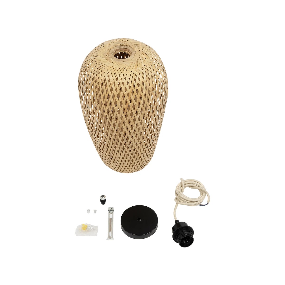 GLOBOSTAR® SAN TROPEZ 00764 Boho Κρεμαστό Φωτιστικό Οροφής με Ντουί 1 x E27 AC 220-240V IP20 - Μπεζ - Μ23 x Π23 x Υ42cm - Image 9
