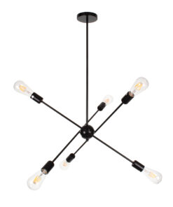 GLOBOSTAR® ZANE 00784 Μοντέρνο Φωτιστικό Οροφής με Ντουί 6 x E27 AC 220-240V IP20 - Μαύρο - Μ70 x Π70 x Υ100cm