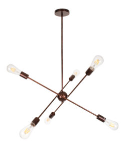 GLOBOSTAR® ZANE 00785 Μοντέρνο Φωτιστικό Οροφής με Ντουί 6 x E27 AC 220-240V IP20 - Χάλκινο - Μ70 x Π70 x Υ100cm
