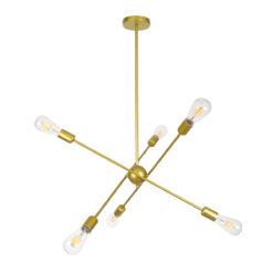 GLOBOSTAR® ZANE 00786 Μοντέρνο Φωτιστικό Οροφής με Ντουί 6 x E27 AC 220-240V IP20 - Χρυσό - Μ70 x Π70 x Υ100cm