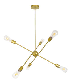 GLOBOSTAR® ZANE 00786 Μοντέρνο Φωτιστικό Οροφής με Ντουί 6 x E27 AC 220-240V IP20 - Χρυσό - Μ70 x Π70 x Υ100cm