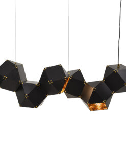 GLOBOSTAR® WELLES REPLICA 00797 Μοντέρνο Κρεμαστό Φωτιστικό Οροφής με Ντουί 6 x E14 AC 220-240V IP20 - Μαύρο & Χρυσό - Μ98 x Π32 x Υ30cm