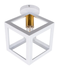 GLOBOSTAR® CUBE 00800 Μοντέρνο Φωτιστικό Οροφής με Ντουί 1 x E27 AC 220-240V IP20 - Λευκό & Χρυσό - Μ25 x Π25 x Υ25cm