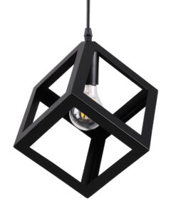 GLOBOSTAR® CUBE 00801 Μοντέρνο Κρεμαστό Φωτιστικό Οροφής με Ντουί 1 x E27 AC 220-240V IP20 - Μαύρο - Μ25 x Π25 x Υ25cm