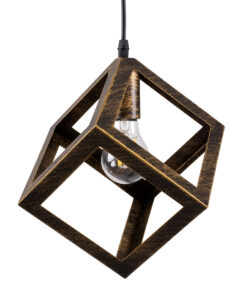GLOBOSTAR® CUBE 00803 Μοντέρνο Κρεμαστό Φωτιστικό Οροφής με Ντουί 1 x E27 AC 220-240V IP20 – Χάλκινο Εφέ Σκουριάς – Μ25 x Π25 x Υ25cm