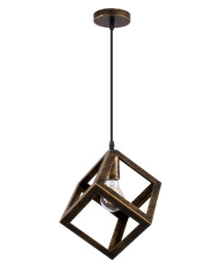 GLOBOSTAR® CUBE 00803 Μοντέρνο Κρεμαστό Φωτιστικό Οροφής με Ντουί 1 x E27 AC 220-240V IP20 – Χάλκινο Εφέ Σκουριάς – Μ25 x Π25 x Υ25cm