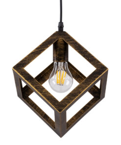 GLOBOSTAR® CUBE 00803 Μοντέρνο Κρεμαστό Φωτιστικό Οροφής με Ντουί 1 x E27 AC 220-240V IP20 – Χάλκινο Εφέ Σκουριάς – Μ25 x Π25 x Υ25cm