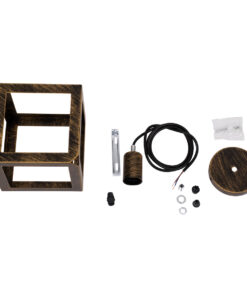 GLOBOSTAR® CUBE 00803 Μοντέρνο Κρεμαστό Φωτιστικό Οροφής με Ντουί 1 x E27 AC 220-240V IP20 – Χάλκινο Εφέ Σκουριάς – Μ25 x Π25 x Υ25cm