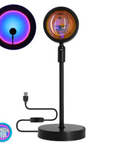 GloboStar® 00812 Επιτραπέζιο Φωτιστικό Πορτατίφ LED 12W 600lm 180° DC 5V IP20 Μπλε - Μωβ - Ροζ RAINBOW EFFECT Μαύρο Μέταλλο με Διάφανο Πλαστικό - Μ10 x Π10 x Υ26.5cm - 2 Xρόνια Εγγύηση