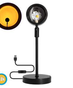 GloboStar® 00814 Επιτραπέζιο Φωτιστικό Πορτατίφ LED 12W 600lm 180° DC 5V IP20 Κίτρινο - Πορτοκαλί SUN EFFECT Μαύρο Μέταλλο με Διάφανο Πλαστικό - Μ10 x Π10 x Υ26.5cm - 2 Xρόνια Εγγύηση