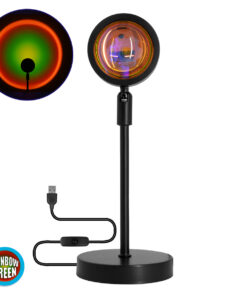 GloboStar® 00816 Επιτραπέζιο Φωτιστικό Πορτατίφ LED 12W 600lm 180° DC 5V IP20 Κίτρινο - Πράσινο - Κόκκινο - Πορτοκαλί RAINBOW EFFECT Μαύρο Μέταλλο με Διάφανο Πλαστικό - Μ10 x Π10 x Υ26.5cm - 2 Xρόνια Εγγύηση