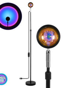 GloboStar® 00817 Μοντέρνο Minimal Επιδαπέδιο Φωτιστικό Μεταλλικό Μονόφωτο LED 12W DC 5V με Projector LENS Ειδικού Εφέ & Καλώδιο Τροφοδοσίας USB Rotation Head 180° RAINBOW BLUE