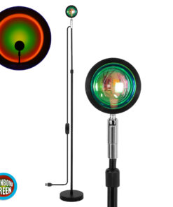 GloboStar® 00821 Μοντέρνο Minimal Επιδαπέδιο Φωτιστικό Μεταλλικό Μονόφωτο LED 12W DC 5V με Projector LENS Ειδικού Εφέ & Καλώδιο Τροφοδοσίας USB Rotation Head 180° RAINBOW GREEN