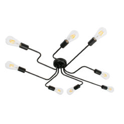 GLOBOSTAR® LIBERTA 00840 Μοντέρνο Φωτιστικό Οροφής με Ντουί 8 x E27 AC 220-240V IP20 - Μαύρο - Μ102 x Π72 x Υ10.5cm