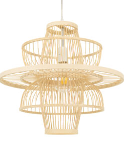 GLOBOSTAR® BALI 00861 Boho Κρεμαστό Φωτιστικό Οροφής με Ντουί 1 x E27 AC 220-240V IP20 - Μπεζ - Μ45 x Π45 x Υ42.5cm