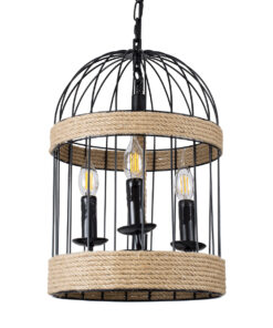 GLOBOSTAR® MERLIN 00865 Vintage Κρεμαστό Φωτιστικό Οροφής με Ντουί 3 x E14 AC 220-240V IP20 - Μαύρο & Μπεζ - Μ28 x Π28 x Υ40cm