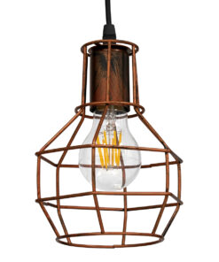 GLOBOSTAR® CAGE 00866 Vintage Κρεμαστό Φωτιστικό Οροφής με Ντουί 1 x E27 AC 220-240V IP20 - Χάλκινο - Μ15 x Π15 x Υ22cm