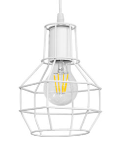 GLOBOSTAR® CAGE 00867 Vintage Κρεμαστό Φωτιστικό Οροφής με Ντουί 1 x E27 AC 220-240V IP20 - Λευκό - Μ15 x Π15 x Υ22cm