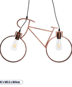GLOBOSTAR® BIKE 00868 Vintage Κρεμαστό Φωτιστικό Οροφής με Ντουί 2 x E27 AC 220-240V IP20 - Χάλκινο - Μ67 x Π3.5 x Υ41cm
