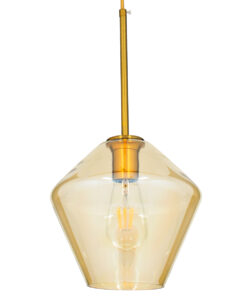 GLOBOSTAR® AMARIS 00869 Μοντέρνο Κρεμαστό Φωτιστικό Οροφής με Ντουί 1 x E27 AC 220-240V IP20 - Χρυσό Πλατίνα & Μελί - Μ22 x Π22 x Y22cm