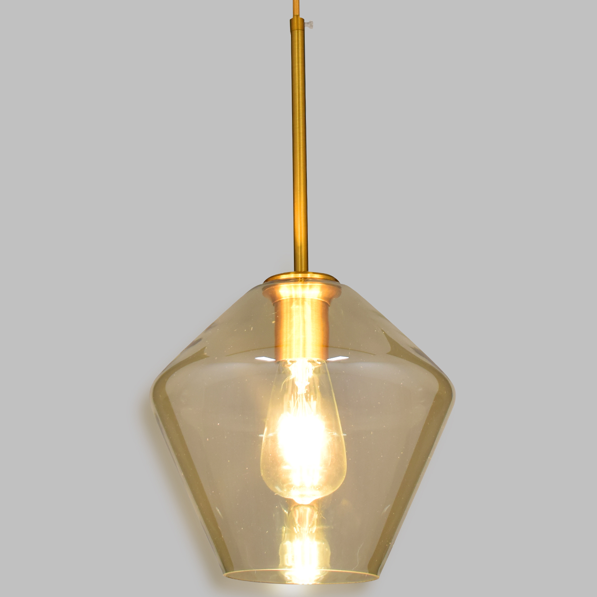 GLOBOSTAR® AMARIS 00869 Μοντέρνο Κρεμαστό Φωτιστικό Οροφής με Ντουί 1 x E27 AC 220-240V IP20 - Χρυσό Πλατίνα & Μελί - Μ22 x Π22 x Y22cm - Image 2