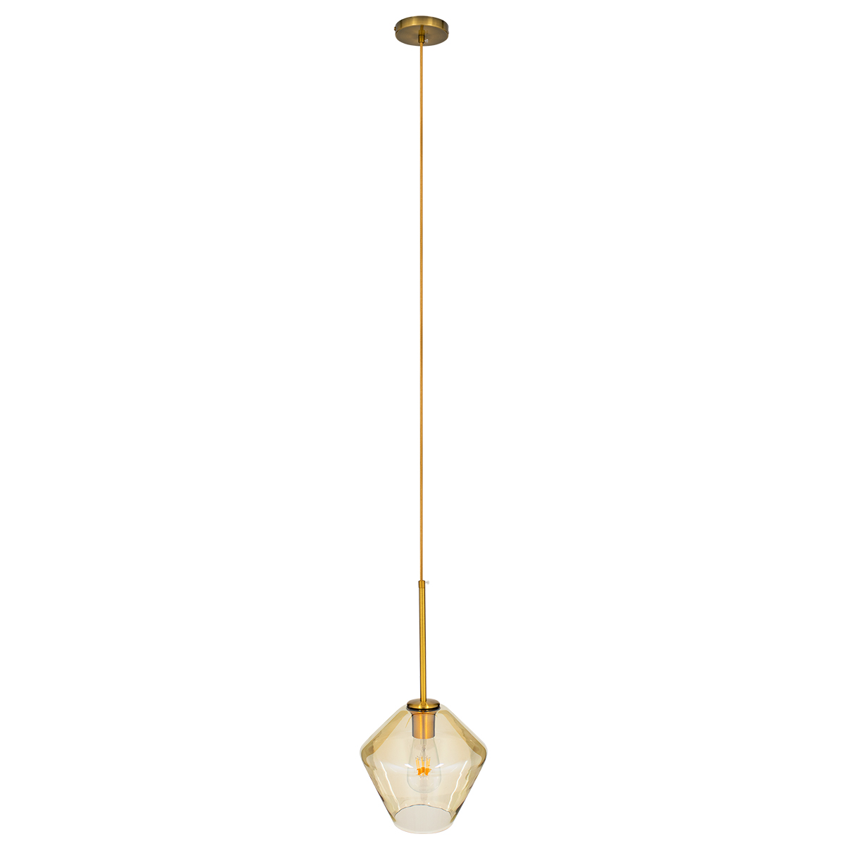 GLOBOSTAR® AMARIS 00869 Μοντέρνο Κρεμαστό Φωτιστικό Οροφής με Ντουί 1 x E27 AC 220-240V IP20 - Χρυσό Πλατίνα & Μελί - Μ22 x Π22 x Y22cm - Image 3