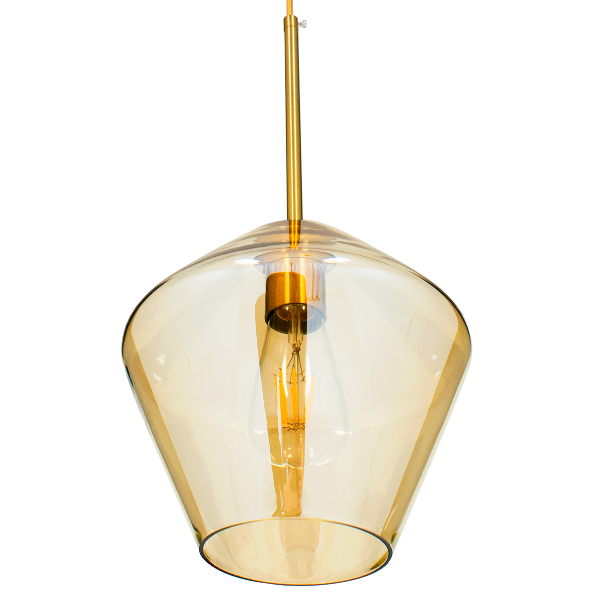 GLOBOSTAR® AMARIS 00869 Μοντέρνο Κρεμαστό Φωτιστικό Οροφής με Ντουί 1 x E27 AC 220-240V IP20 - Χρυσό Πλατίνα & Μελί - Μ22 x Π22 x Y22cm - Image 5