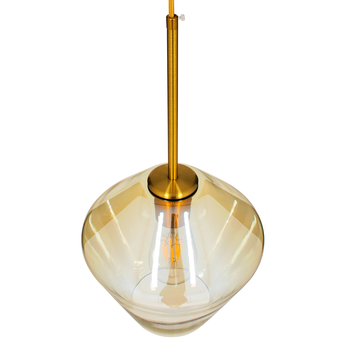 GLOBOSTAR® AMARIS 00869 Μοντέρνο Κρεμαστό Φωτιστικό Οροφής με Ντουί 1 x E27 AC 220-240V IP20 - Χρυσό Πλατίνα & Μελί - Μ22 x Π22 x Y22cm - Image 6