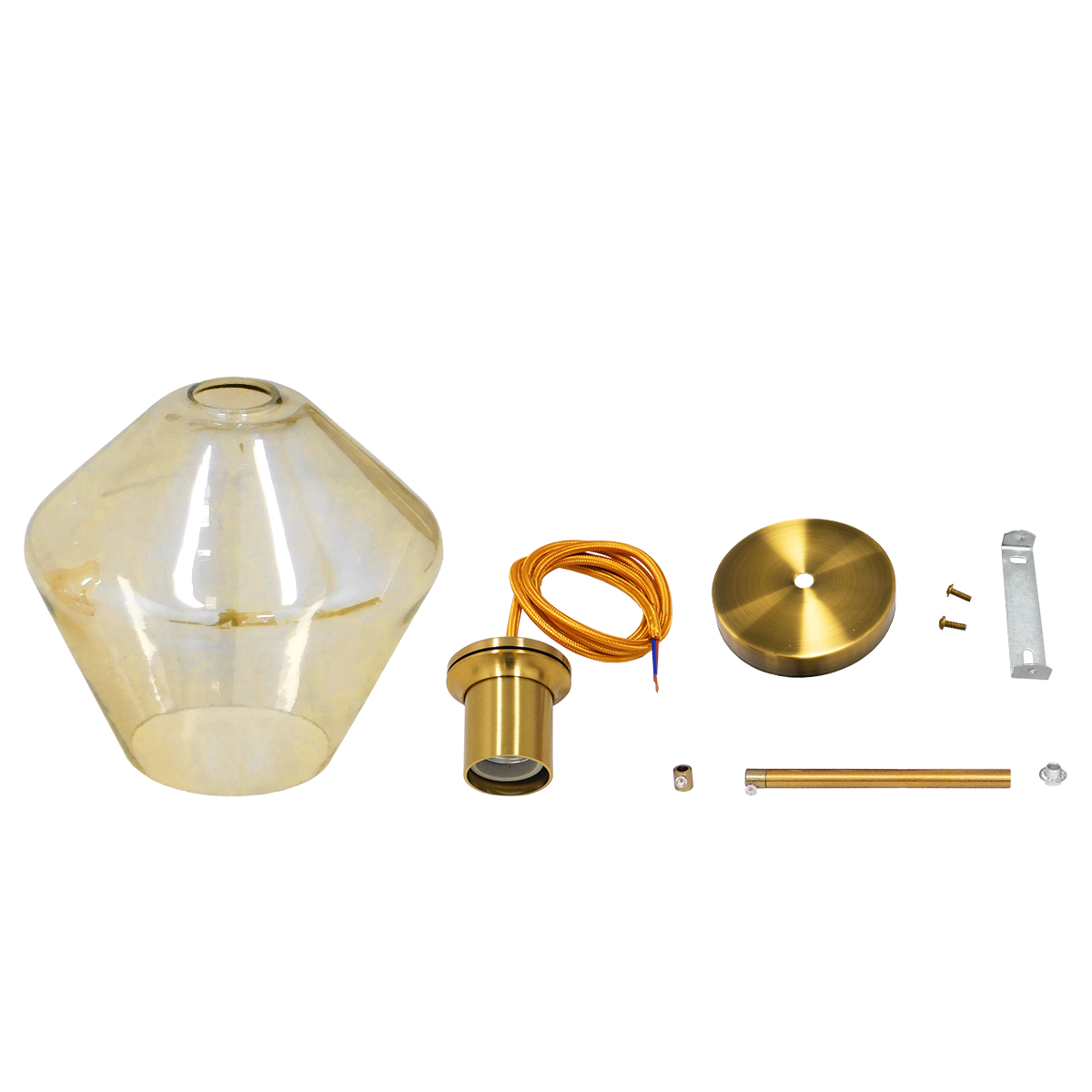 GLOBOSTAR® AMARIS 00869 Μοντέρνο Κρεμαστό Φωτιστικό Οροφής με Ντουί 1 x E27 AC 220-240V IP20 - Χρυσό Πλατίνα & Μελί - Μ22 x Π22 x Y22cm - Image 7