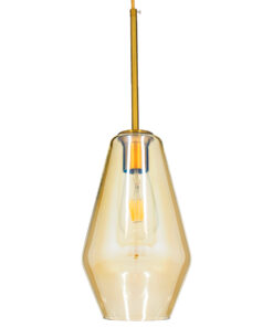 GLOBOSTAR® AMARIS 00871 Μοντέρνο Κρεμαστό Φωτιστικό Οροφής με Ντουί 1 x E27 AC 220-240V IP20 - Χρυσό Πλατίνα & Μελί - Μ17 x Π17 x Υ30cm
