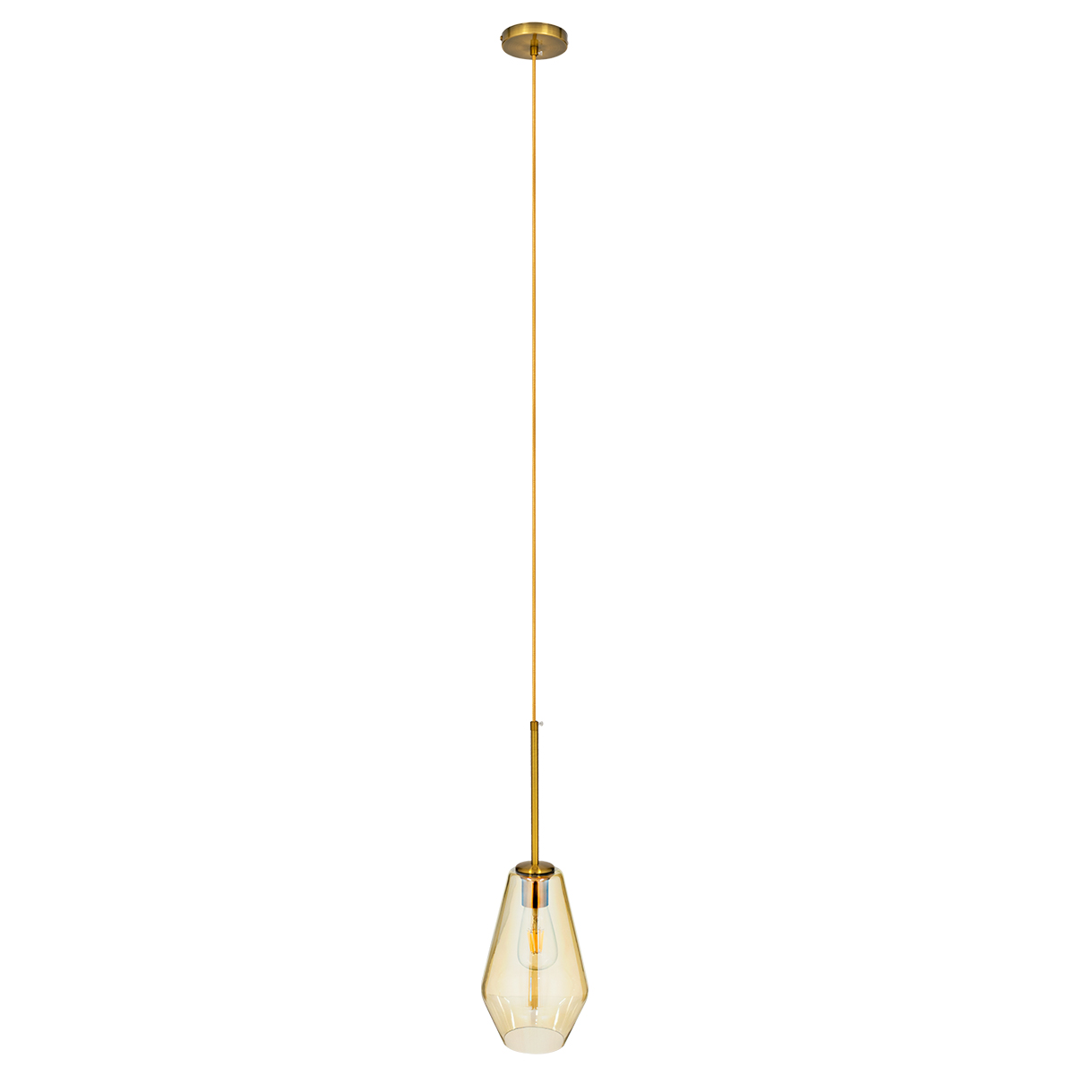 GLOBOSTAR® AMARIS 00871 Μοντέρνο Κρεμαστό Φωτιστικό Οροφής με Ντουί 1 x E27 AC 220-240V IP20 - Χρυσό Πλατίνα & Μελί - Μ17 x Π17 x Υ30cm - Image 3