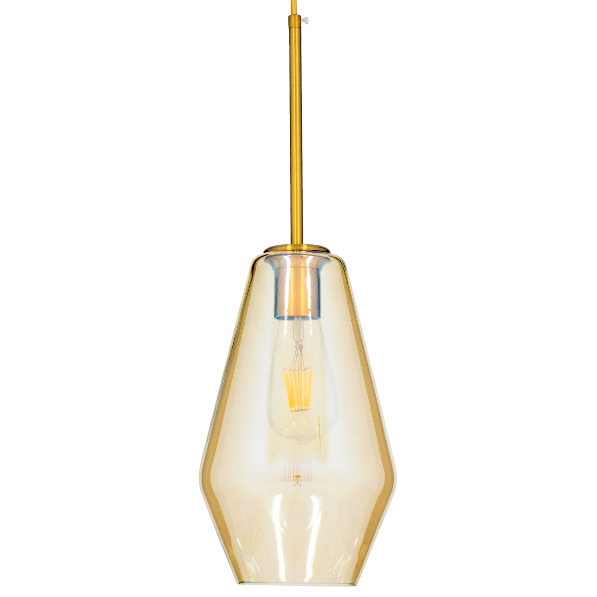 GLOBOSTAR® AMARIS 00871 Μοντέρνο Κρεμαστό Φωτιστικό Οροφής με Ντουί 1 x E27 AC 220-240V IP20 - Χρυσό Πλατίνα & Μελί - Μ17 x Π17 x Υ30cm - Image 4