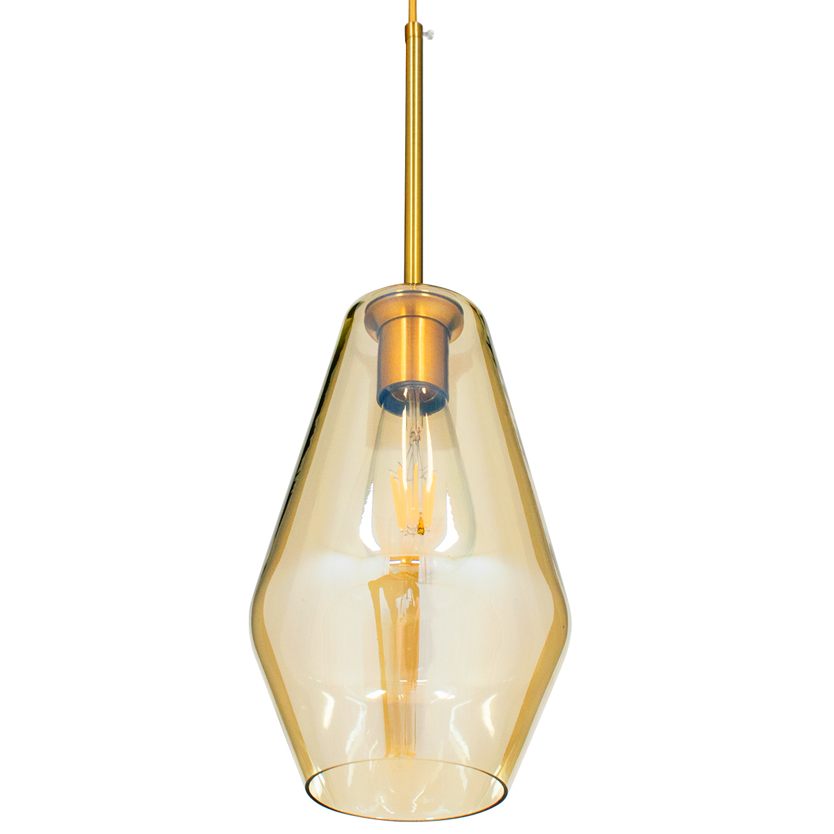 GLOBOSTAR® AMARIS 00871 Μοντέρνο Κρεμαστό Φωτιστικό Οροφής με Ντουί 1 x E27 AC 220-240V IP20 - Χρυσό Πλατίνα & Μελί - Μ17 x Π17 x Υ30cm - Image 5