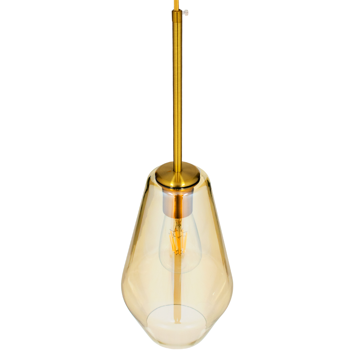 GLOBOSTAR® AMARIS 00871 Μοντέρνο Κρεμαστό Φωτιστικό Οροφής με Ντουί 1 x E27 AC 220-240V IP20 - Χρυσό Πλατίνα & Μελί - Μ17 x Π17 x Υ30cm - Image 6