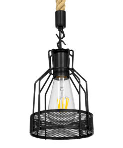 GLOBOSTAR® MASON 00881 Vintage Κρεμαστό Φωτιστικό Οροφής με Ντουί 1 x E27 AC 220-240V IP20 - Μαύρο & Μπεζ - Μ15 x Π15 x Υ24cm
