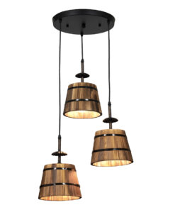 GLOBOSTAR® CEBU 00888 Vintage Κρεμαστό Φωτιστικό Οροφής με Ντουί 3 x E27 AC 220-240V IP20 - Καφέ & Μαύρο - Μ40 x Π40 x Y210cm