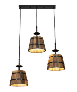 GLOBOSTAR® CEBU 00889 Vintage Κρεμαστό Φωτιστικό Οροφής με Ντουί 3 x E27 AC 220-240V IP20 - Καφέ & Μαύρο - Μ55.5 x Π18.5 x Y210cm