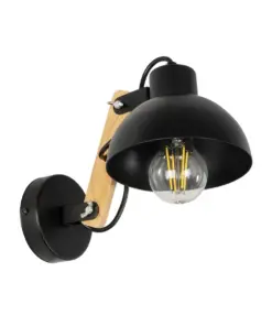 GLOBOSTAR® GRANT 00902 Μοντέρνο Φωτιστικό Τοίχου - Απλίκα με Ντουί 1 x E27 AC 220-240V IP20 - Μαύρο & Μπεζ - Μ15 x Π23 x Υ22cm