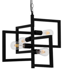 GLOBOSTAR® LOOP 00904 Μοντέρνο Κρεμαστό Φωτιστικό Οροφής με Ντουί 4 x E27 AC 220-240V IP20 - Μαύρο - Μ52 x Π52 x Υ42cm