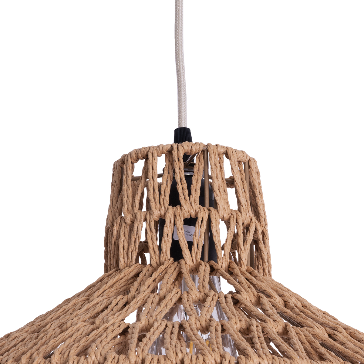 GLOBOSTAR® JENSON 00910 Boho Κρεμαστό Φωτιστικό Οροφής με Ντουί 1 x E27 AC 220-240V IP20 - Μπεζ - Μ38 x Π38 x Υ24cm - Image 8